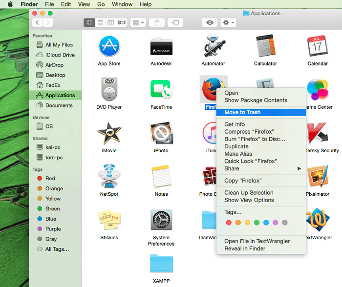 Uninstall a software in mac